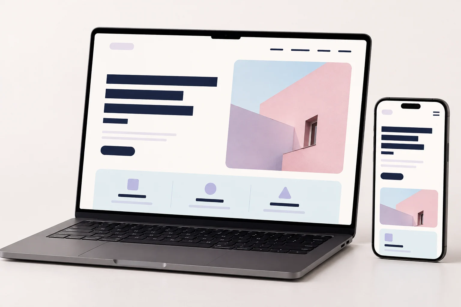 Responsywna strona firmowa na laptopie i telefonie